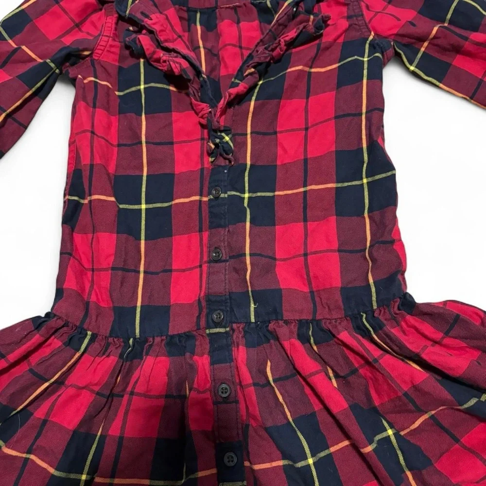Ralph Lauren Red and Black Plaid Button-Front Girls' Dress